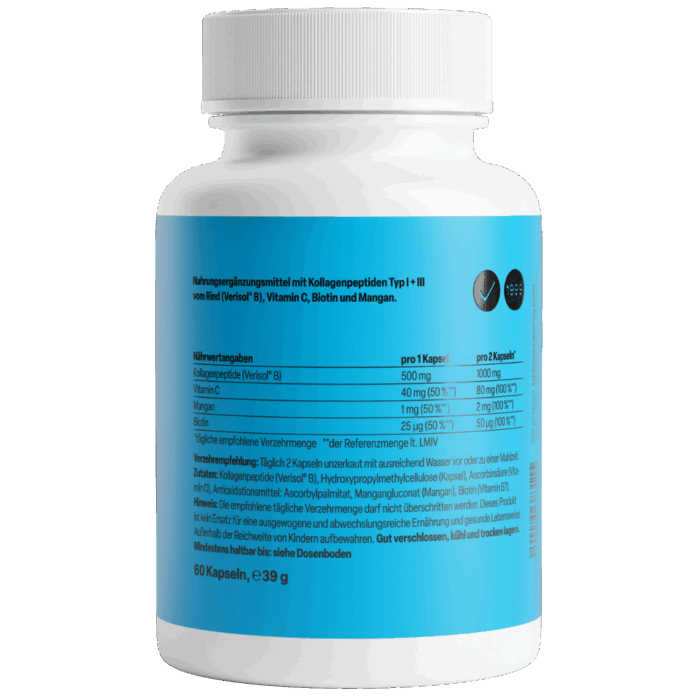 Colágenio C I + III 500mg (60 cápsulas) Verisol® - Image 2