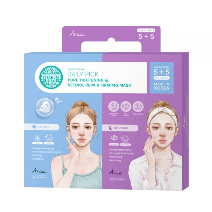 [Ariul] Smooth & Pure Daily Pick Pore Tightening & Retinol Repair Firming Mask (5+5 unids)